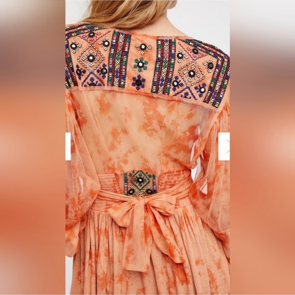 Free People Market Place Embroidered Bohemian Maxi Tunic Blouse - Picture 3 of 15